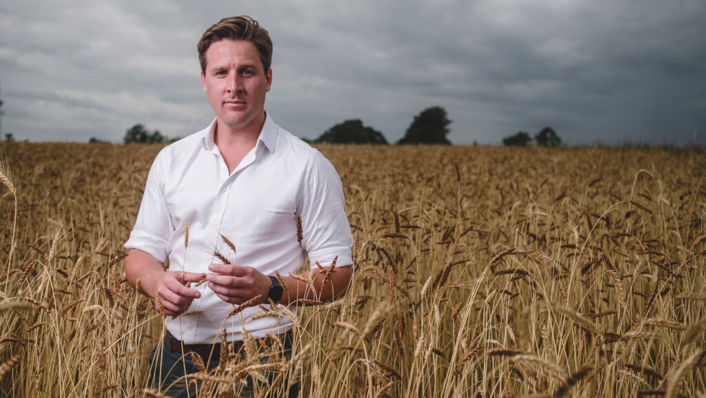 Bertie Matthews in wheat field