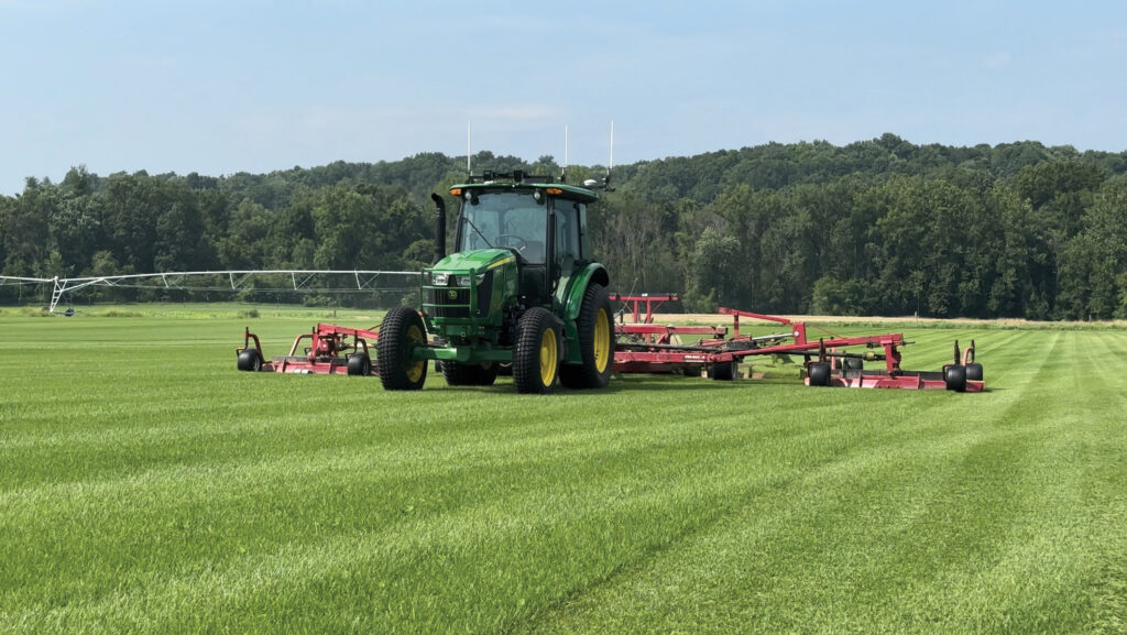 John Deere mowing with Sabanto kit