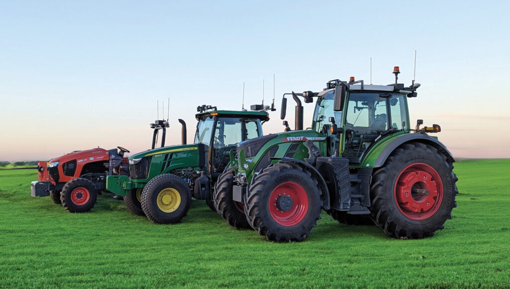 Line-up of tractors