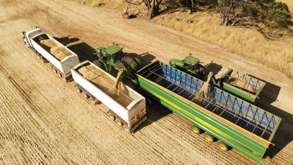 Trailers in field at Hillgate Farming