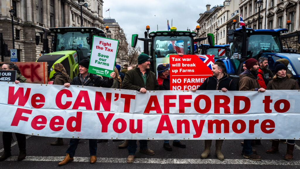 Farmers are set to drive their tractors to local supermarkets to keep the pressure on the government following a protest in November © Phil Weedon