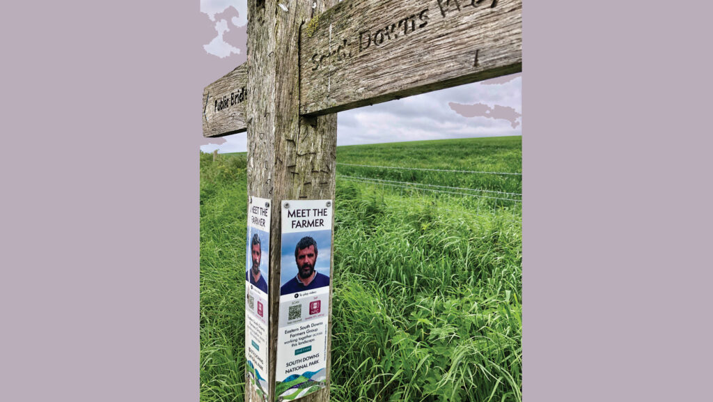 Meet The Farmer QR code on footpath sign