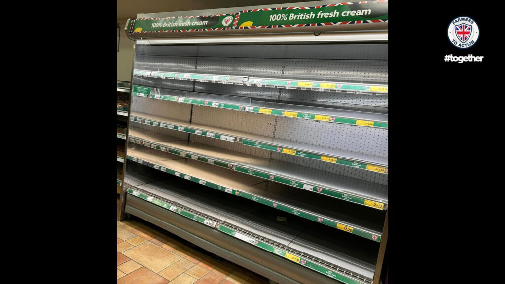 An empty shelf in a supermarket