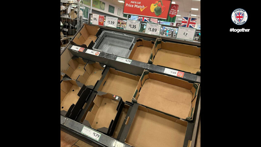 An empty shelf in a supermarket