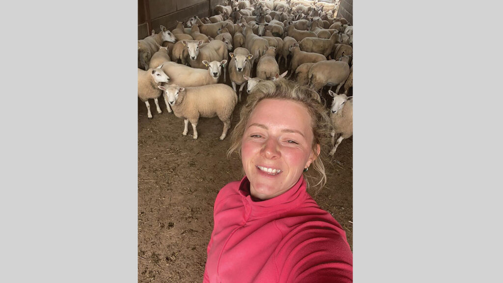 Faye Jones with sheep