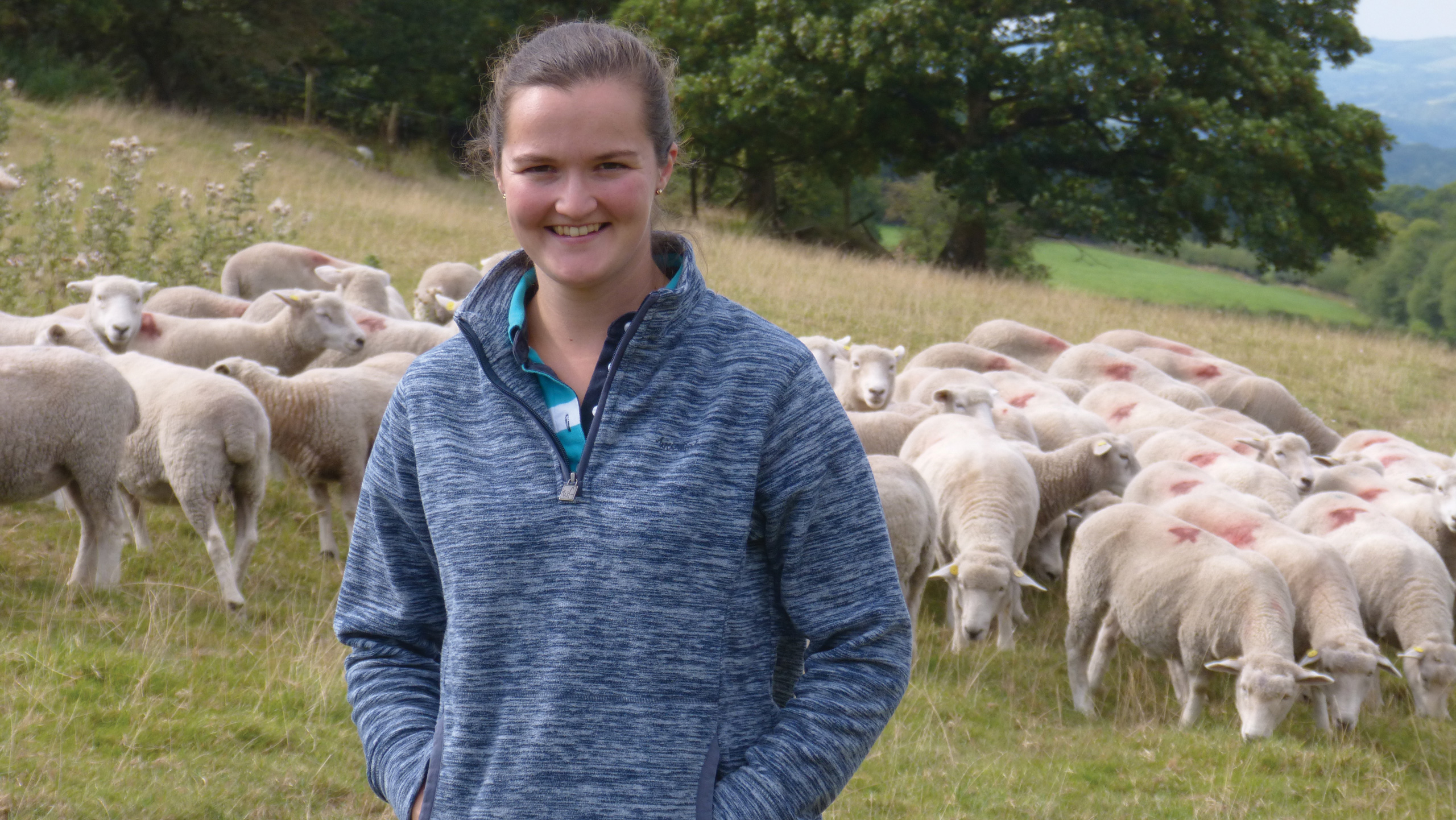 Carys Jones with her flock