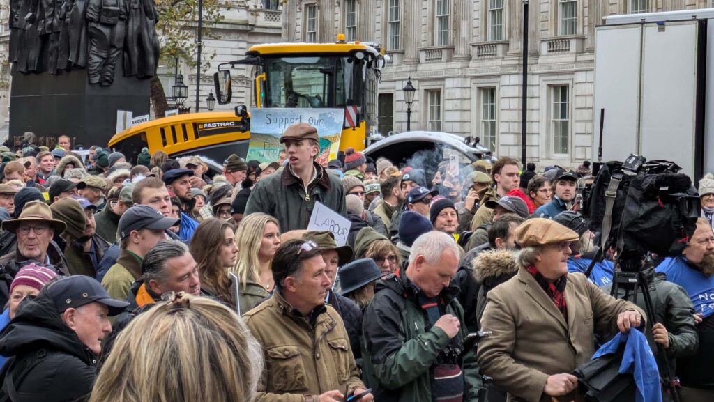 Crown at London farm protest