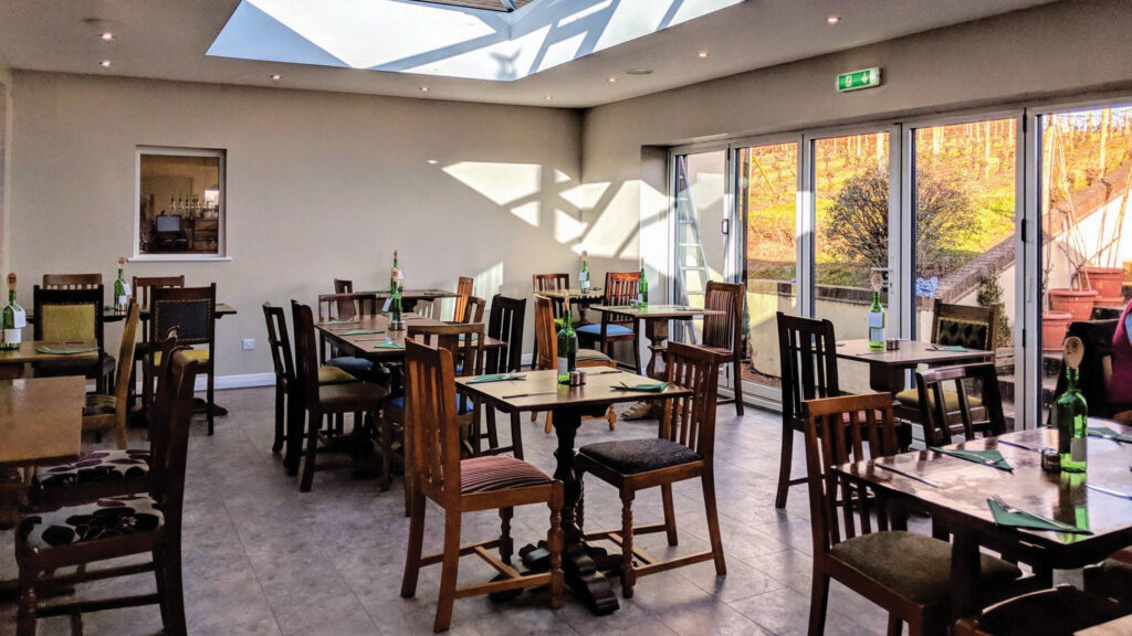 Corner of a light and airy restaurant 