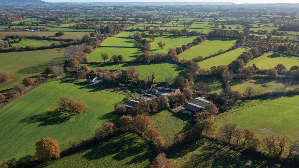 Aerial view of farmland