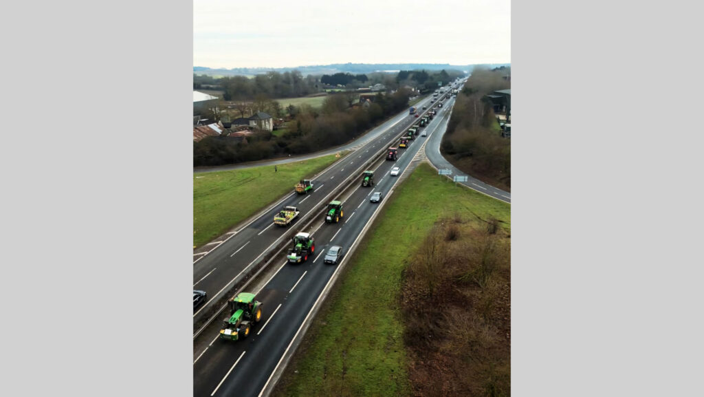 Tractor convoy on A14