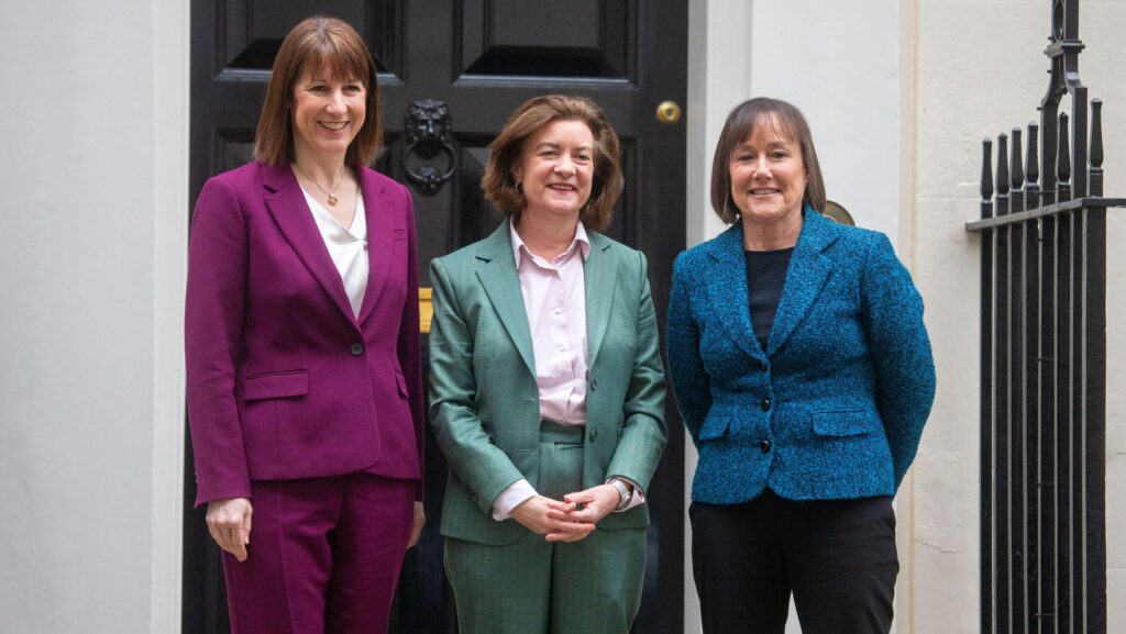 Rachel Reeves, Eluned Margan and Jo Stevens outside 11 Downing Street