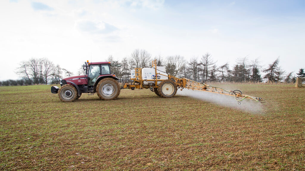 Spraying winter wheat with herbicide © GNP