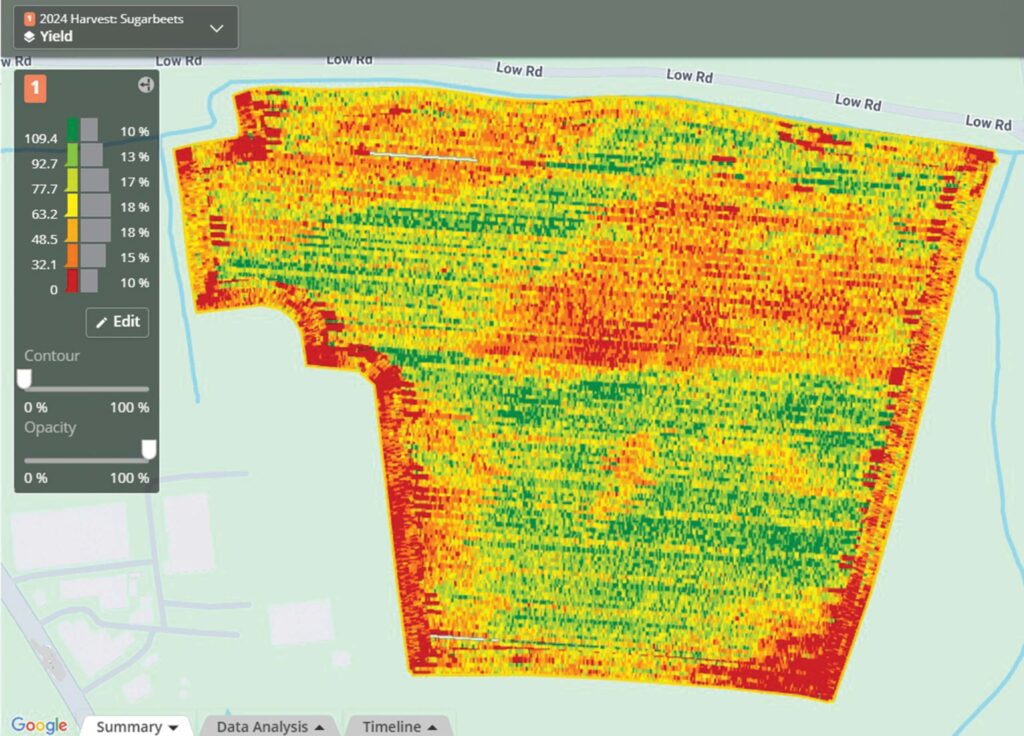 Computer screen showing a field map