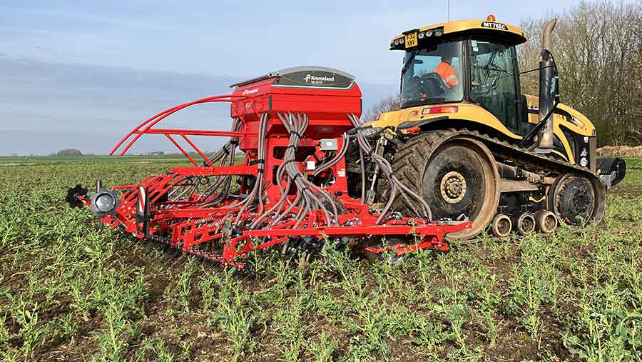 Drill working in a field