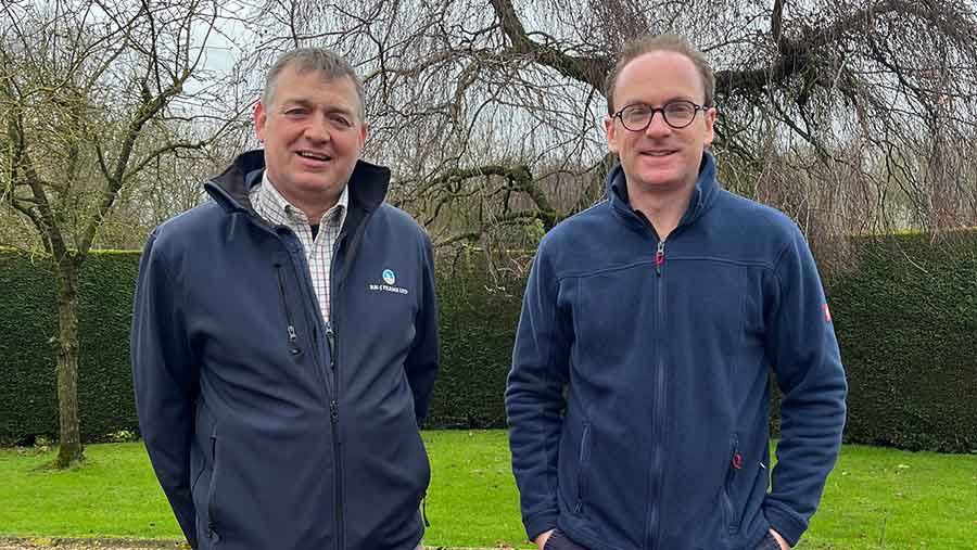 Farm manager Mark Blows, pictured with farm owner Alistair Hall-Jones