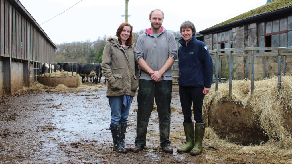 Ellie and Rupert Coffin with vet Lucy Hepworth