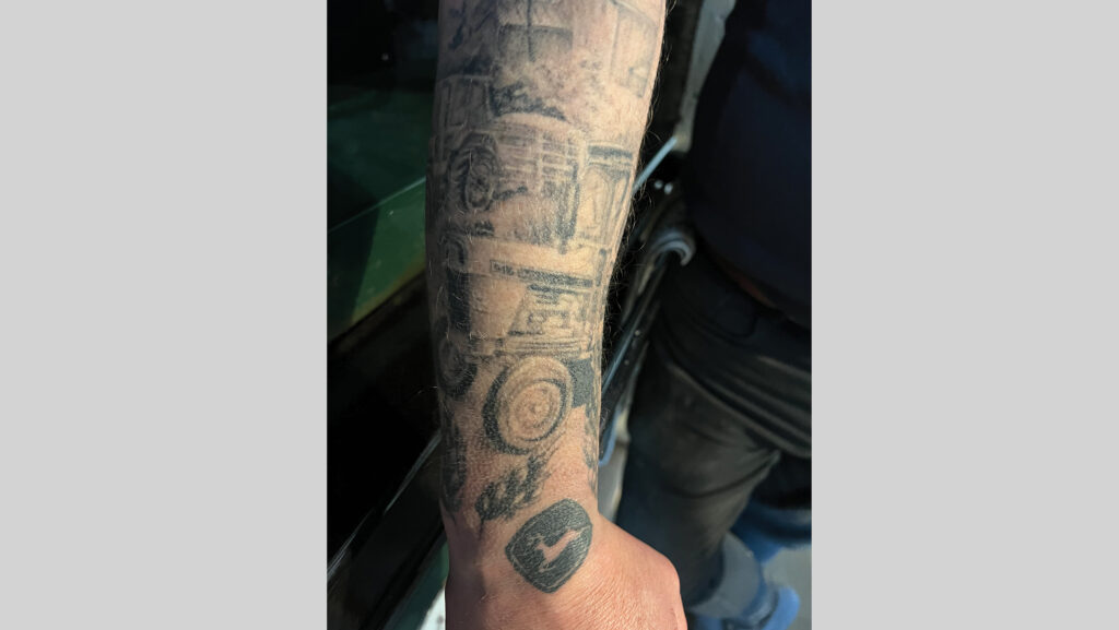 Stephen Crisp's arm tattoo