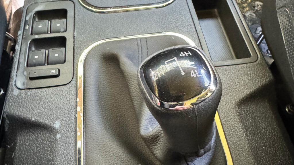 close up of four-wheel drive controls