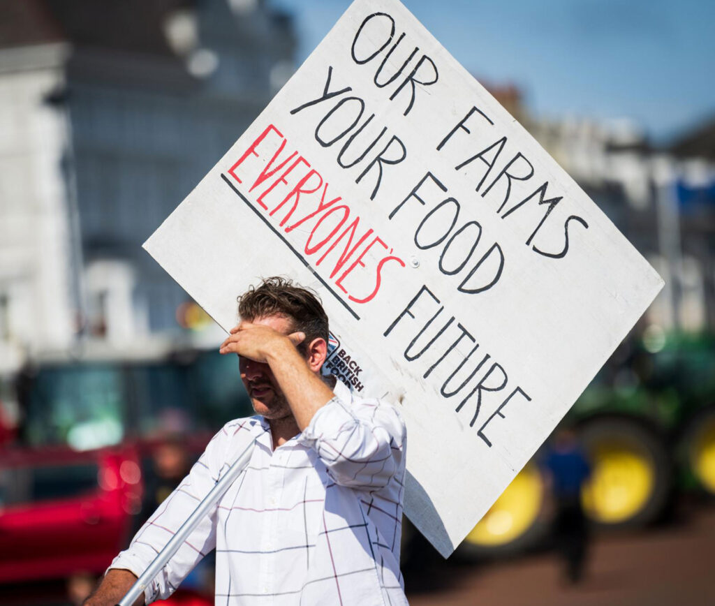 Farmer protesting in Llandudno