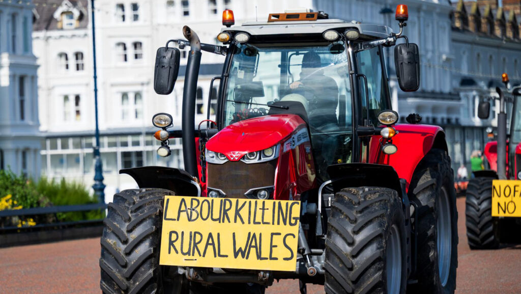 Tractor at Llandudno protest