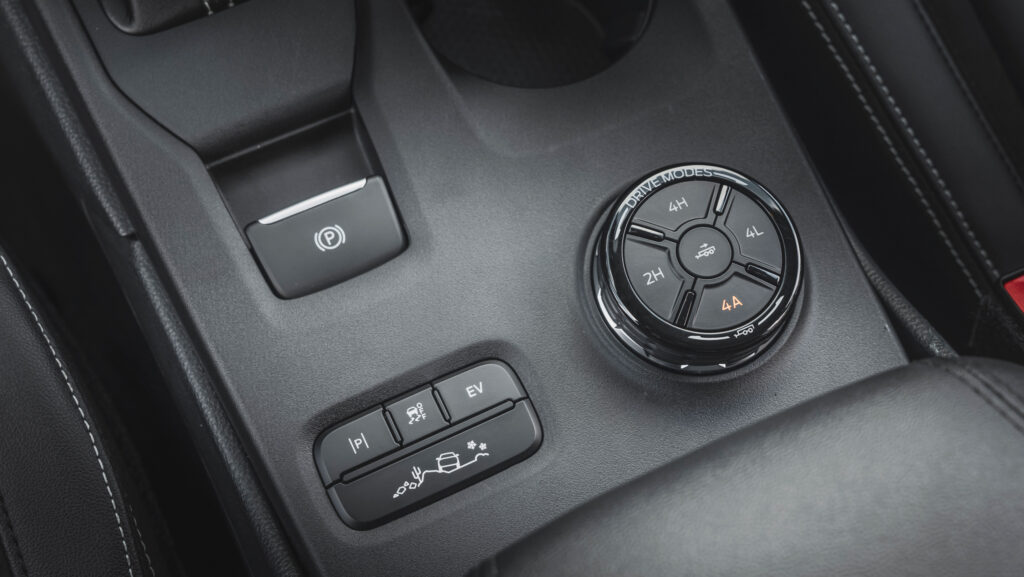 Four-wheel drive controls inside cab