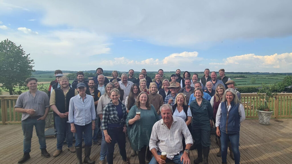 Singing farmers pictured with Jeremy Clarkson