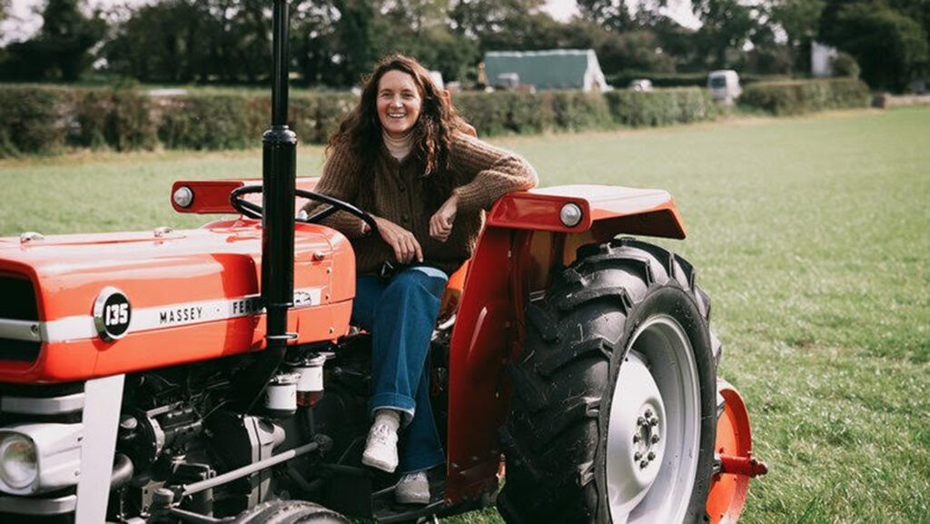 India Hamilton on old tractor