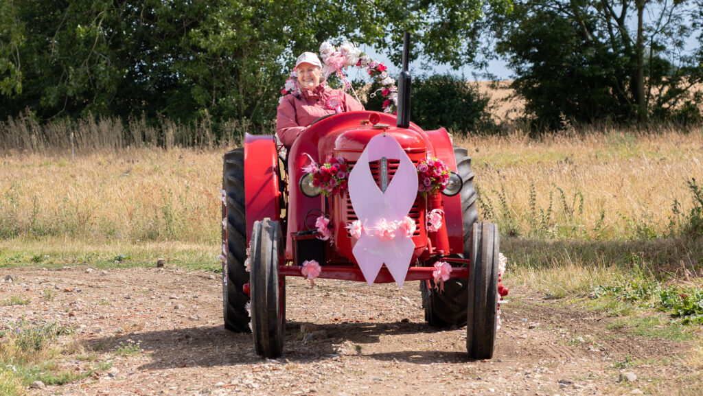 Annie Chapman on tractor, Pink Ladies' Tractor Run 2025