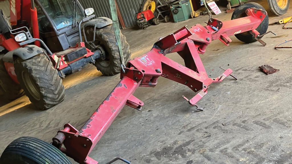 Disassembled frame of power harrow