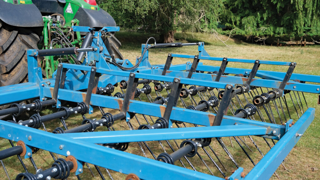 Close-up of rake frame