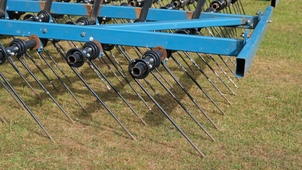 Close-up of rake tines
