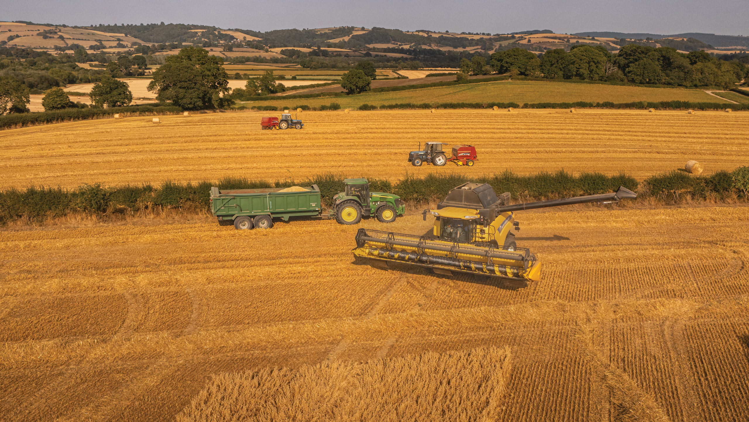 The team at Coxall Farm bringing in the harvest