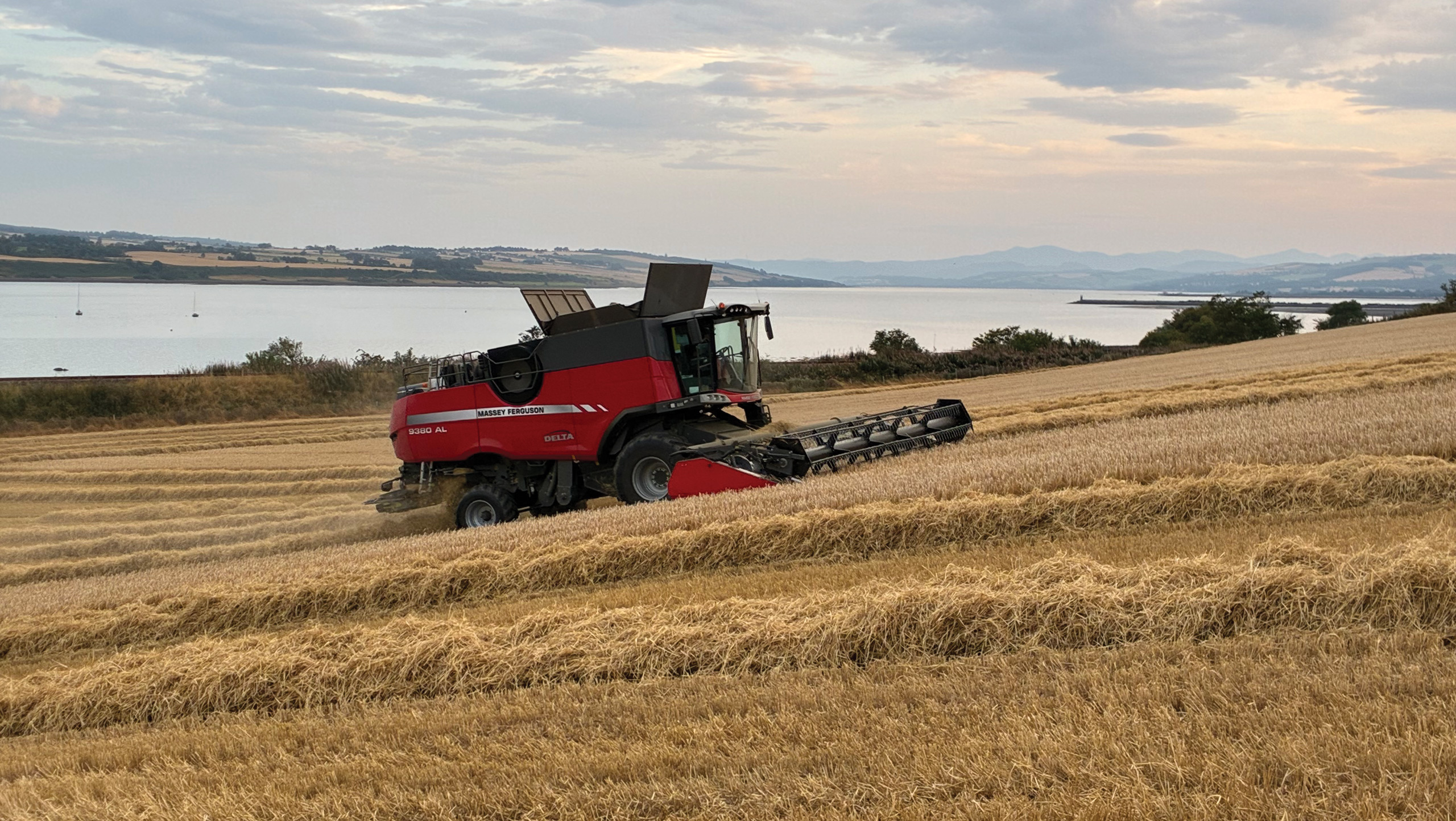 Stormy Scottish spring barley harvest