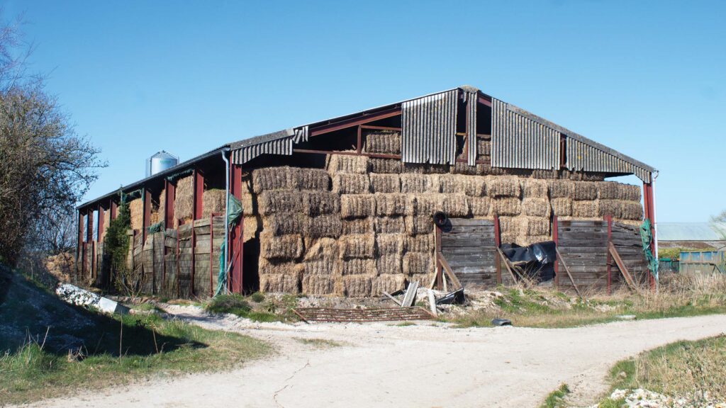 Barn filled with straw bales