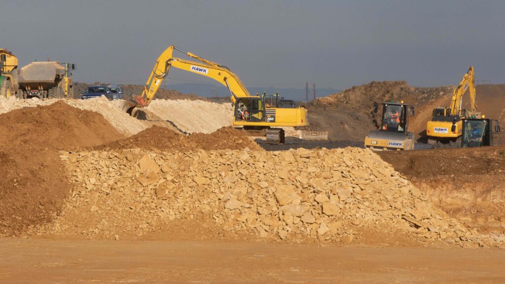 Construction machinery on a new road