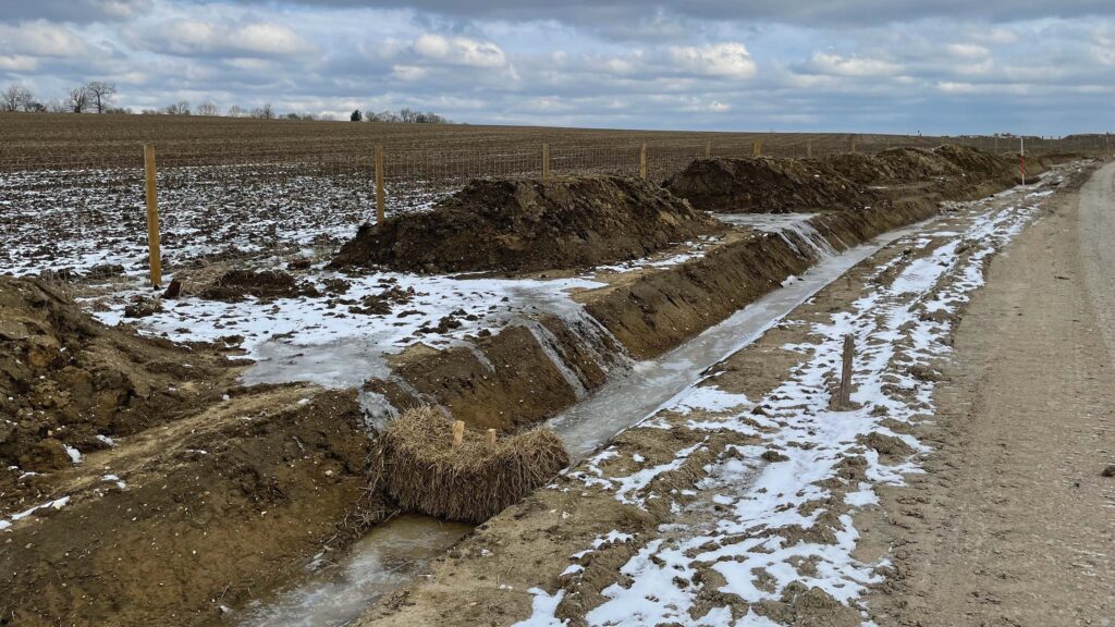 Farm drainage being dug