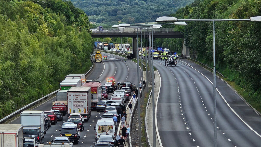 M20 traffic near tractor crash