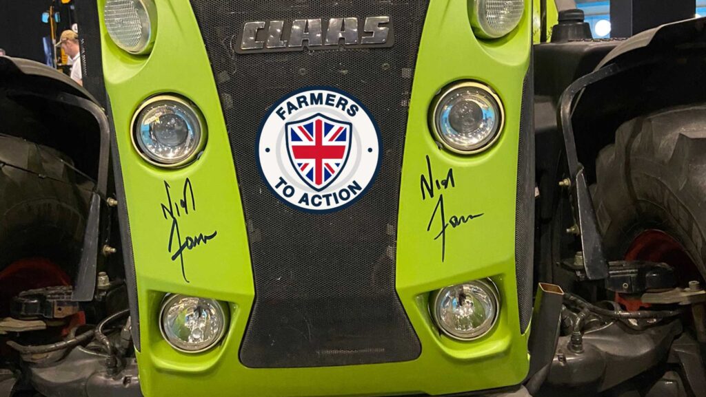 Nigel Farage signature on front of tractor