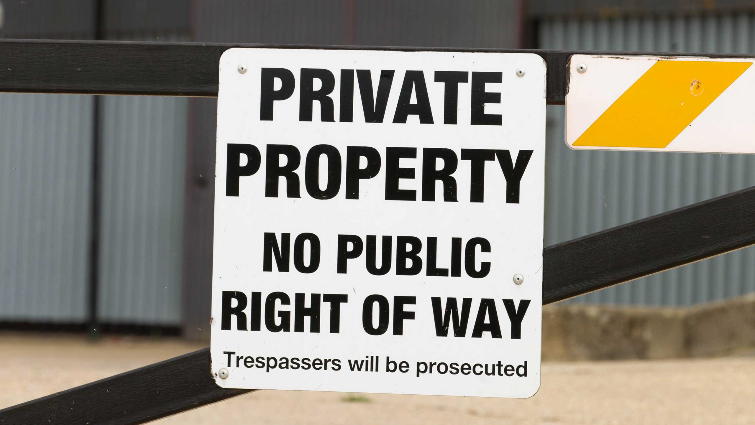 No entry sign at farm building