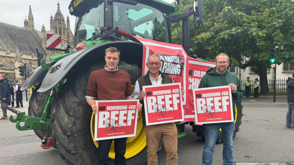 Oli Fletcher (left) with supporters at the rally © Save British Farming