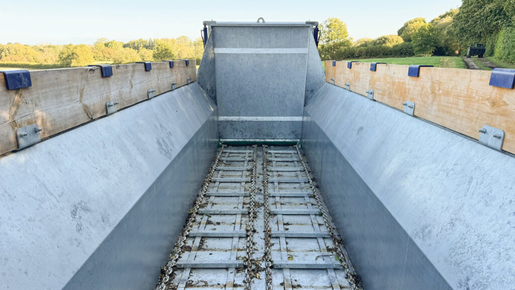 View down the length of muckspreader