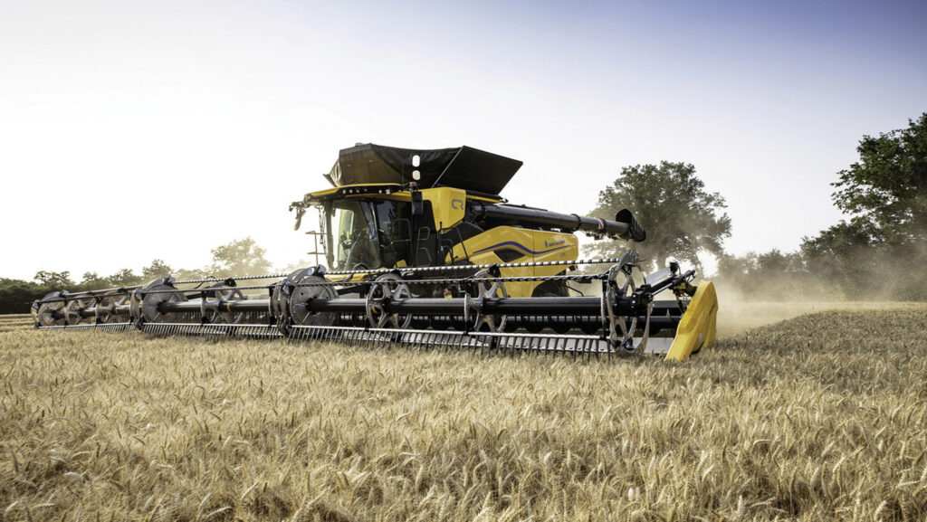 Combine working in a crop