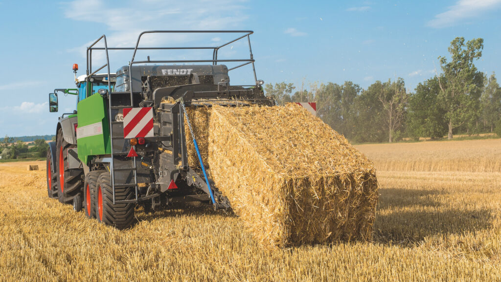 Baler ejecting a big square bale