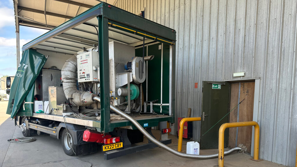 Vehicle for potato fogging storage treatment
