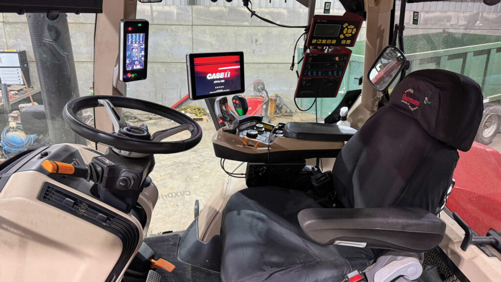 Interior of tractor cab