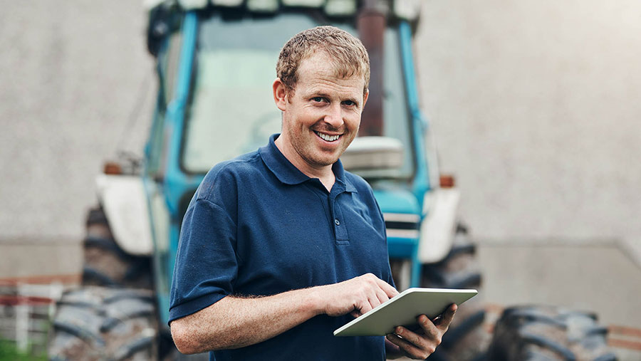 Farmer using iPad