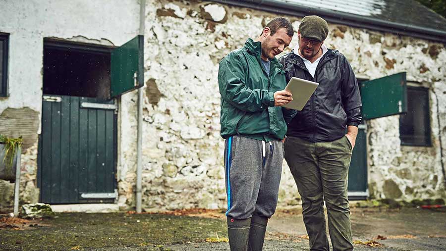 Farmers using iPad