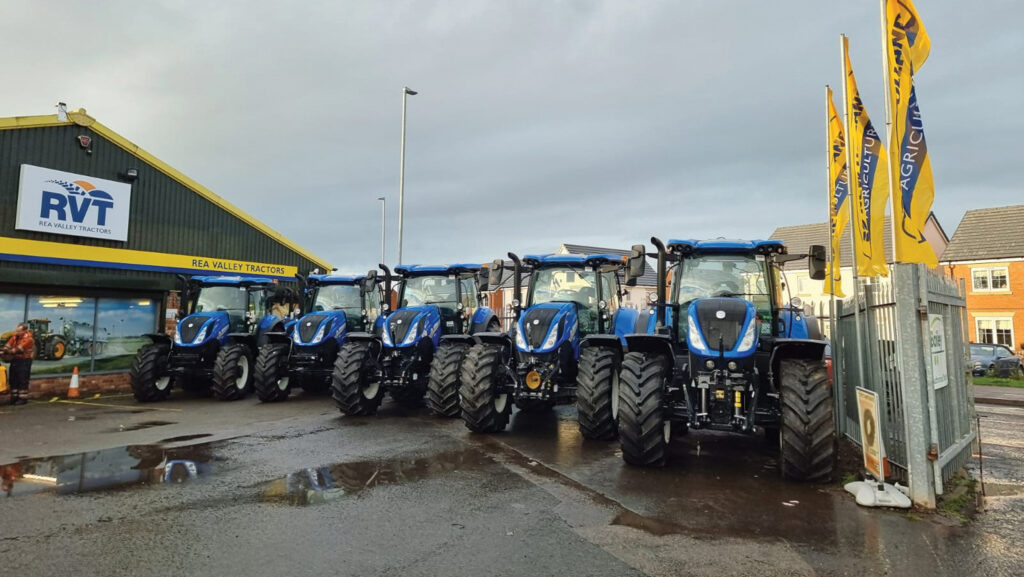 Tractors lined up outside dealership