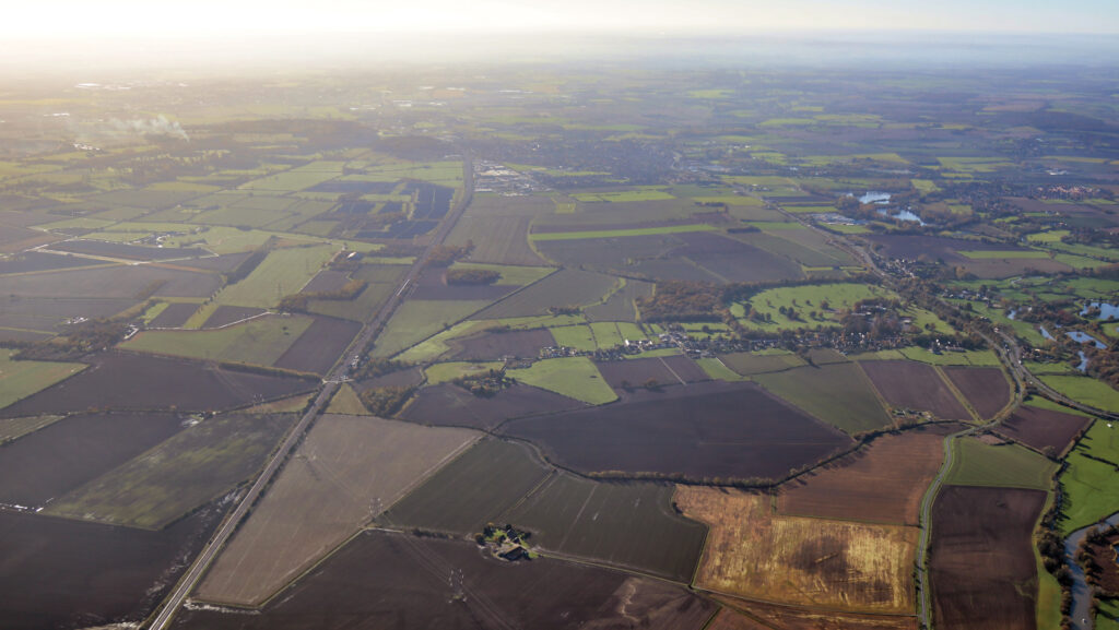 An aerial view of the proposed Tempsford site © Urban Civic