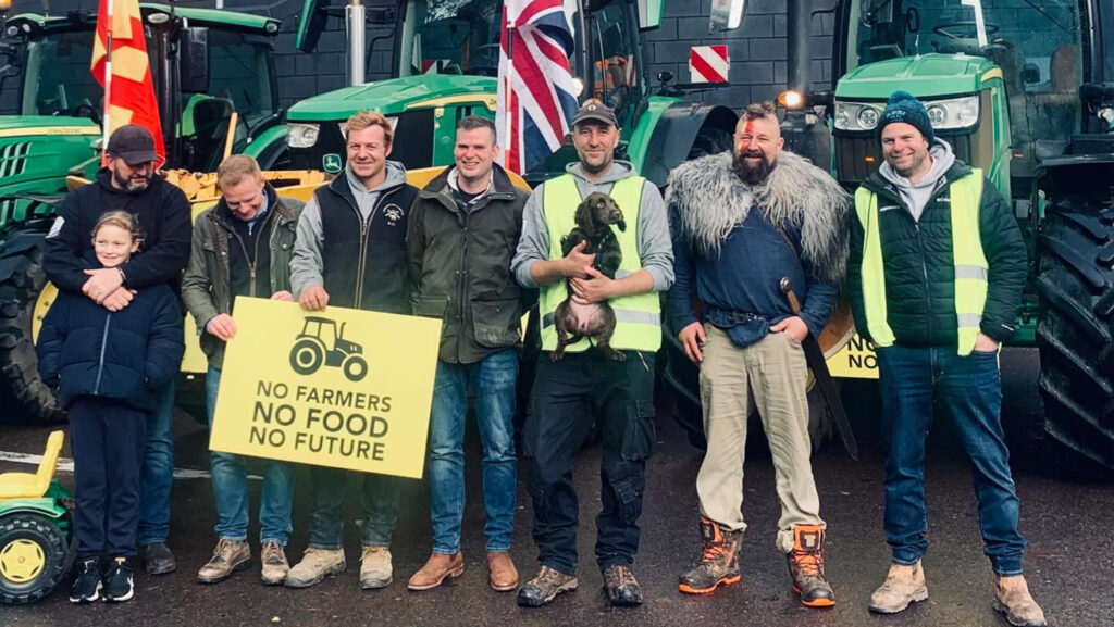 Farmers from Farmers Unite protest group 